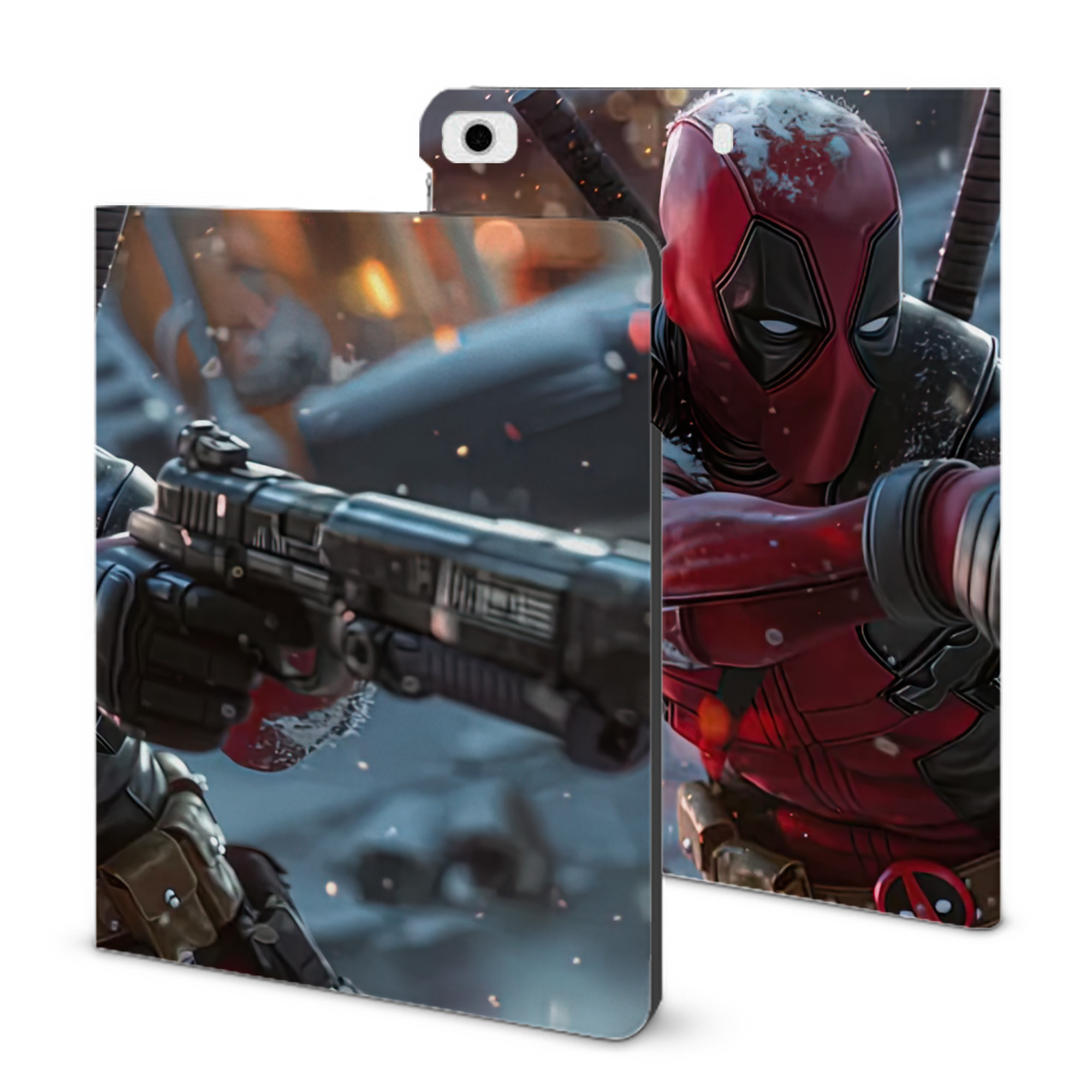 （画像用） Deadpool デッドプール IPad ケース ブック型 PUレザー TPU 耐衝撃 軽量 薄型 ペン収納なし 全面保護 IPad 各モデル対応